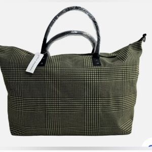 New Lulu Dharma Frasier Weekender Green Plaid Travel Sports Bag Tote